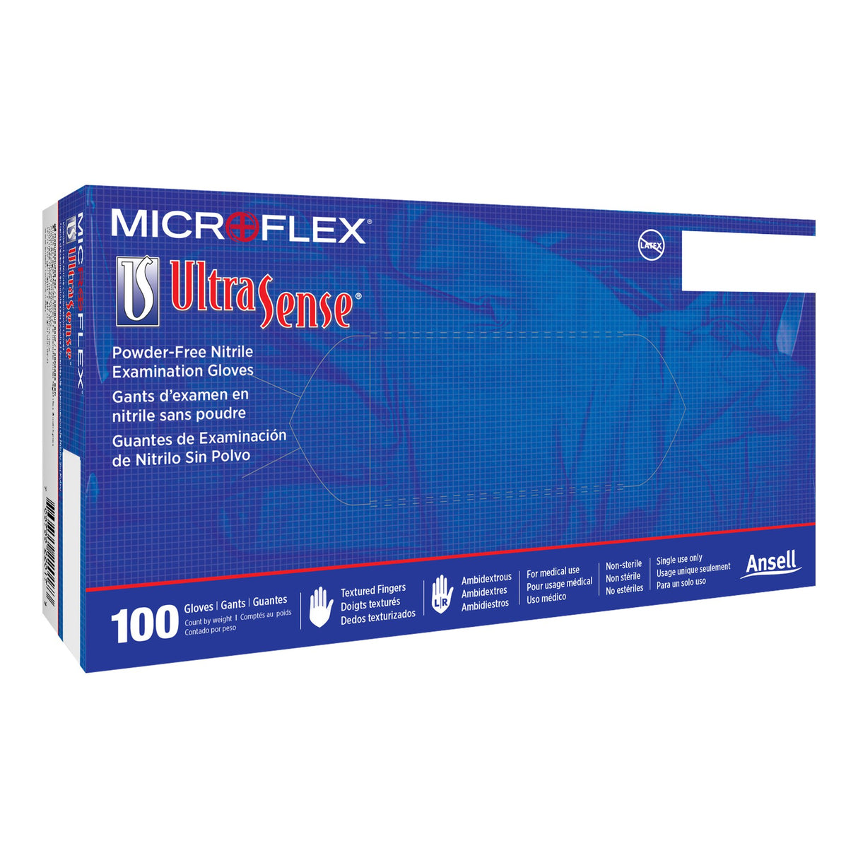Exam Glove Ultrasense® Medium NonSterile Nitrile Standard Cuff Length Textured Fingertips Blue Not Rated - BeHope