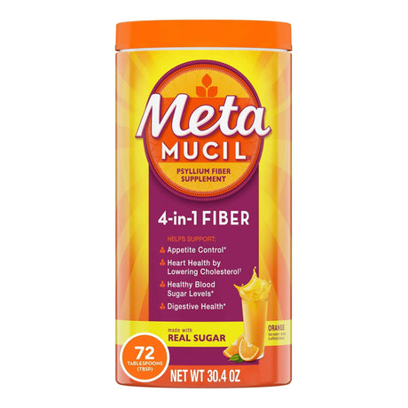 Fiber Supplement Metamucil® Orange Flavor Powder 30 oz. 3.4 Gram Strength Psyllium Husk - BeHope