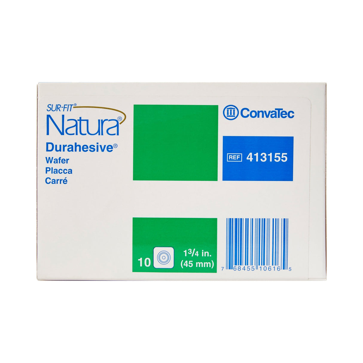 Ostomy Barrier Sur-Fit Natura® Trim to Fit, Extended Wear Durahesive® Without Tape 45 mm Flange Hydrocolloid 1 to 1-1/4 Inch Opening 4 X 4 Inch - BeHope