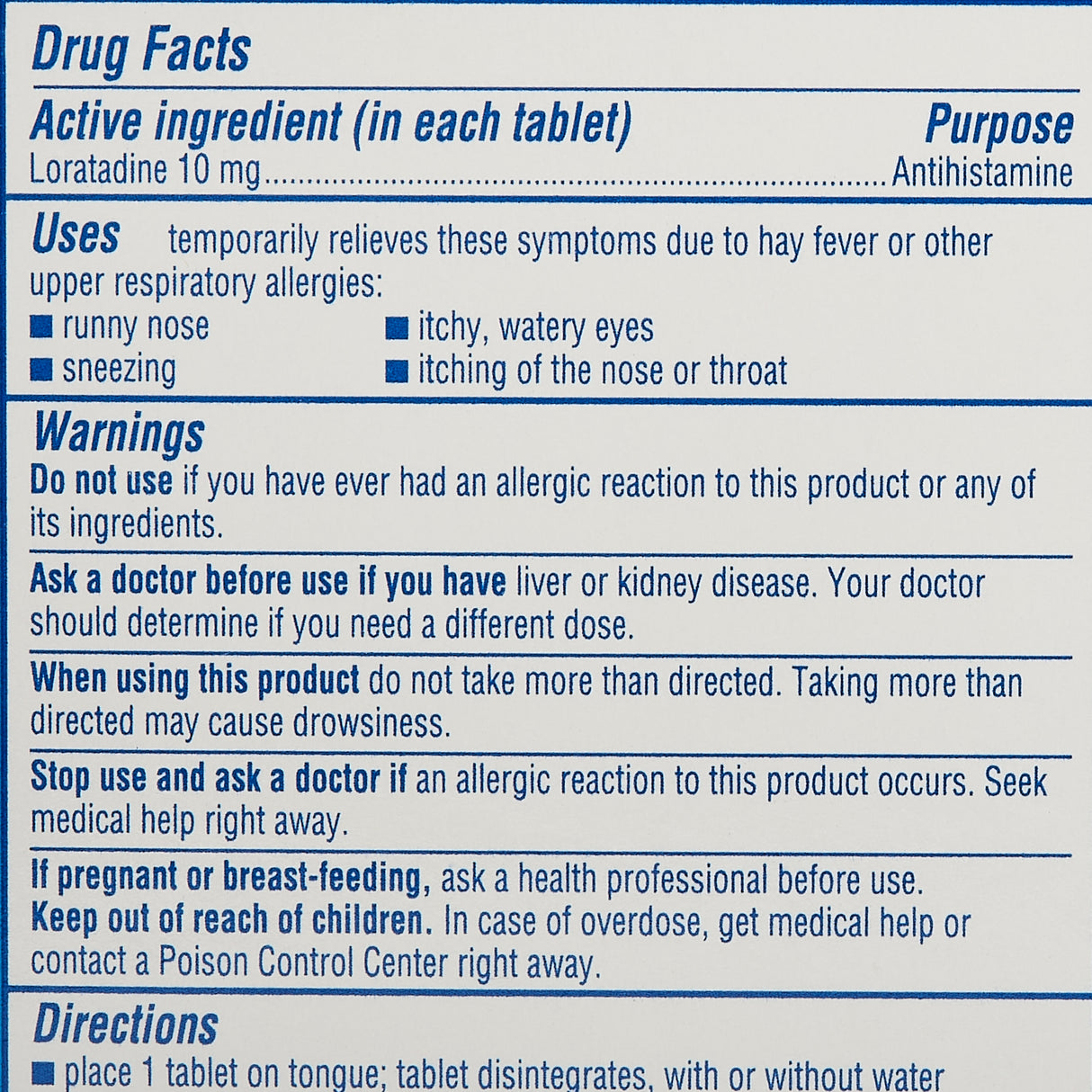 Allergy Relief Claritin Redi Tabs 10 mg Strength Tablet 30 per Box - BeHope