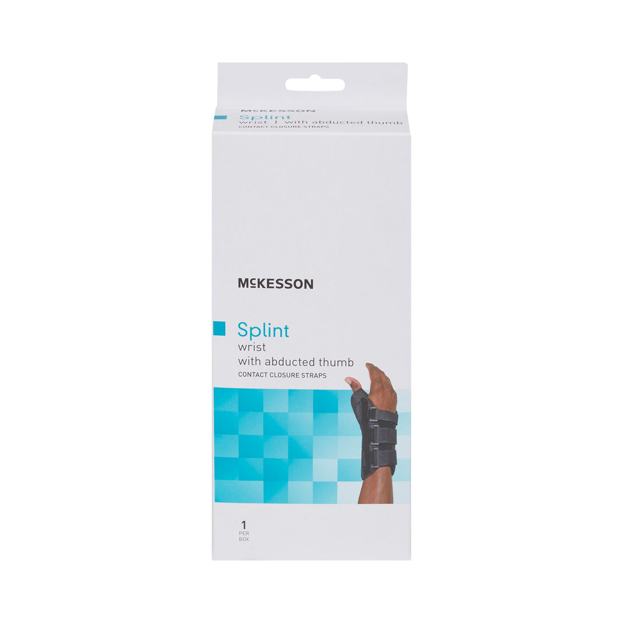 Wrist Brace with Abducted Thumb McKesson Aluminum / Foam / Spandex / Plastic Left Hand Black Medium - BeHope