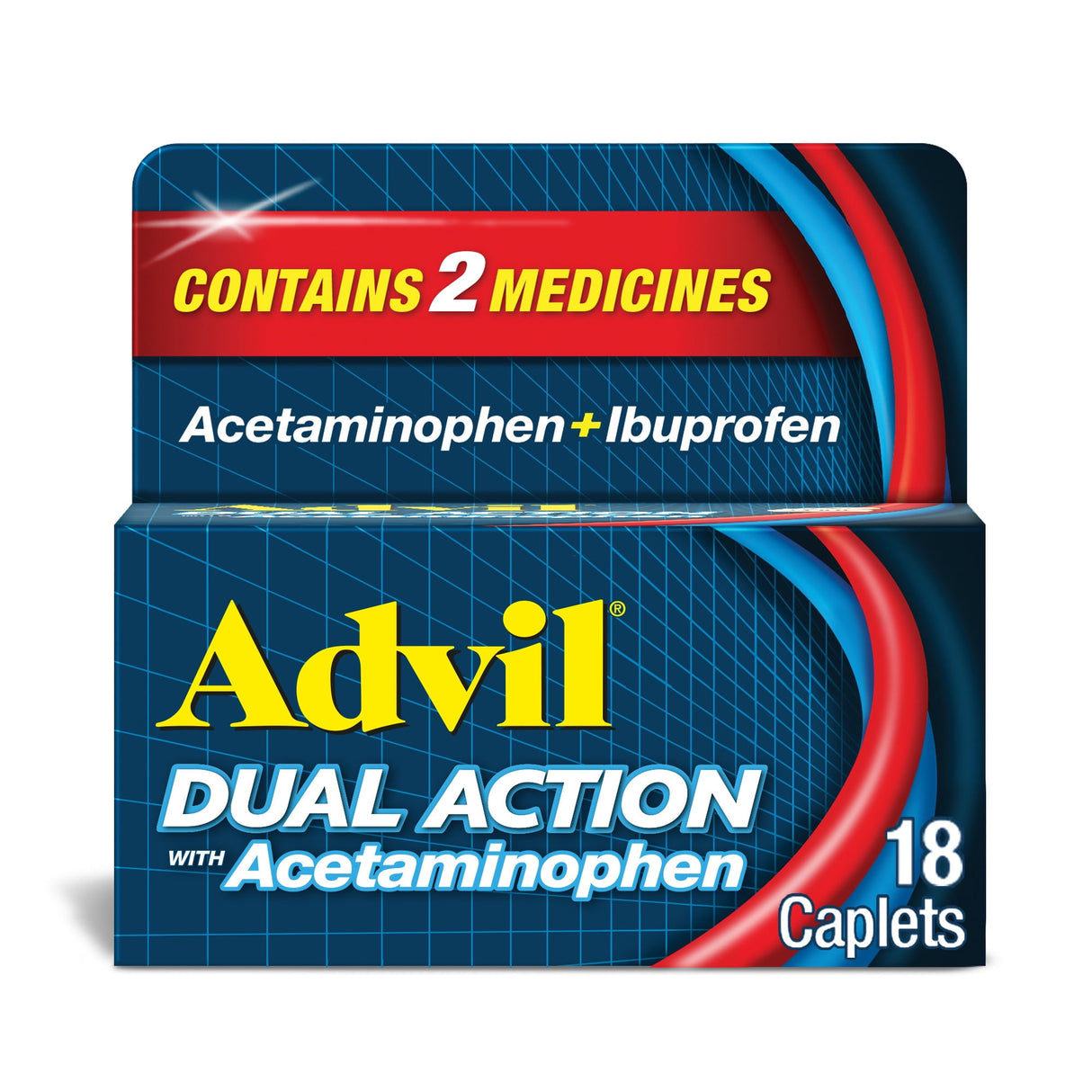 Pain Relief Advil® Dual Action 125 - 250 Mg Strength Ibuprofen / Acetaminophen Caplet 18 Caplets - Behope