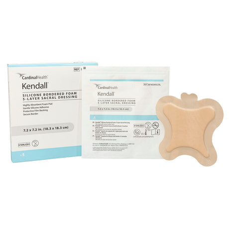 5-layer Foam Dressing Kendallâ„¢ 7.2 X 7.2 Inch With Border Film Backing Silicone Adhesive Sacral Sterile - Behope
