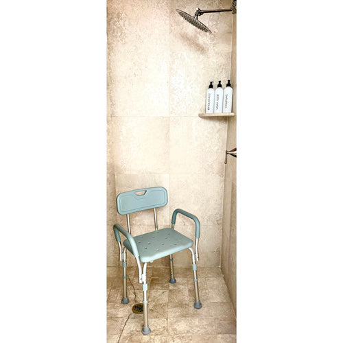 Chaise de douche parfaite pour salle de bain avec dossier et accoudoirs rembourrés, lot de 2
