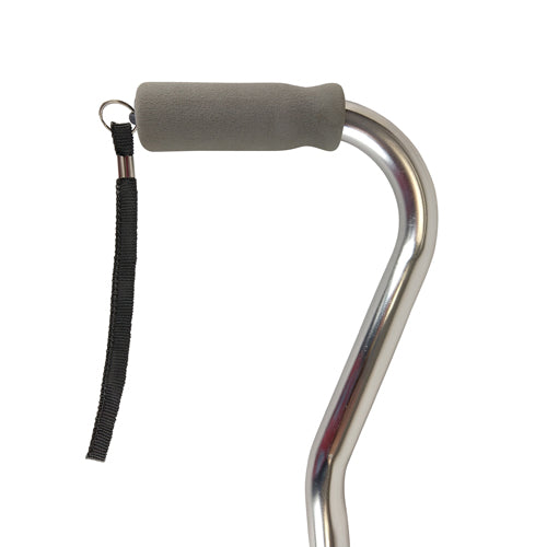Cane  Soft Foam Offset Handle  Blue Jay  Silver with Strap
