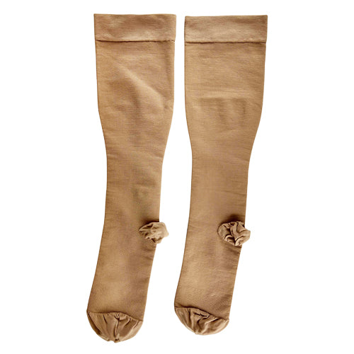 Bandages chirurgicaux fermes beiges, 20-30 mmHg, orteils fermés sous le genou