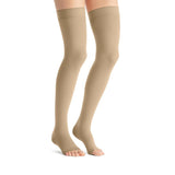 Jobst Opaque Women Thigh High Compression Stockings - 20-30mmhg, Natural, Open Toe, With Sil Dot Band, PR of 1