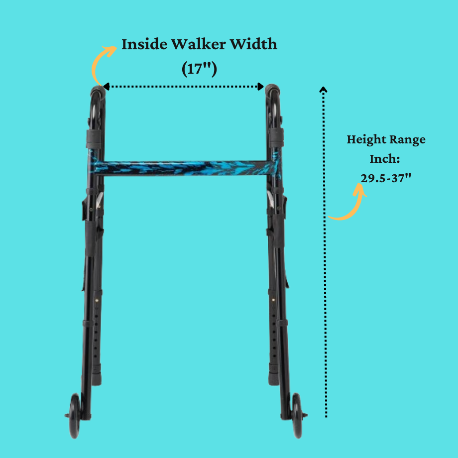 Medline Folding Trigger Walker with 5in Wheels