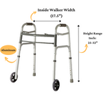 Medline Youth Two-Button Folding Walkers with 5" Wheels