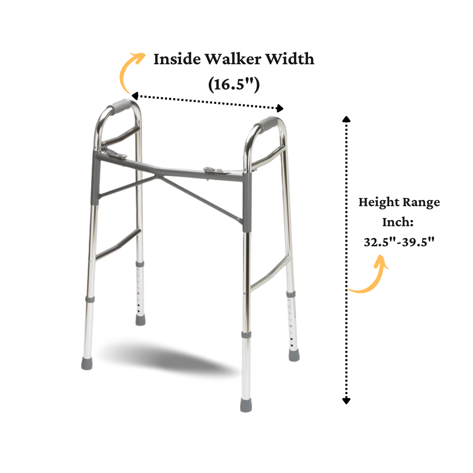 Medline Adult Heavy-Duty 2-Button Folding Walkers