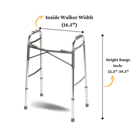 Medline Adult Heavy-Duty 2-Button Folding Walkers