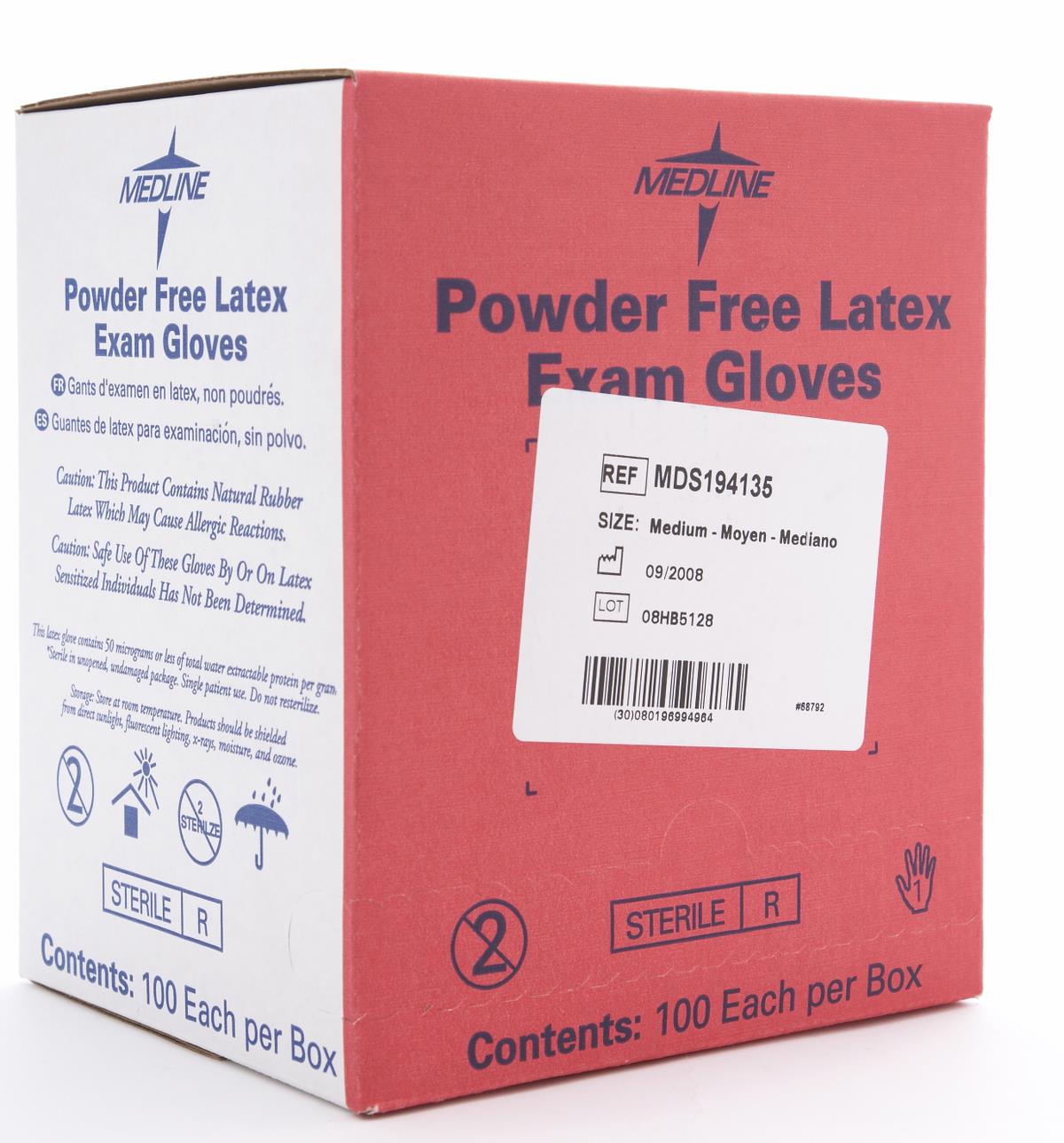 Medline Sterile Powder-Free Latex Exam Gloves