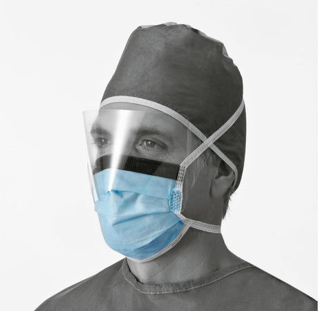 Medline ASTM L1 Surgical Face Mask with Anti-Fog, Shield, and Ties
