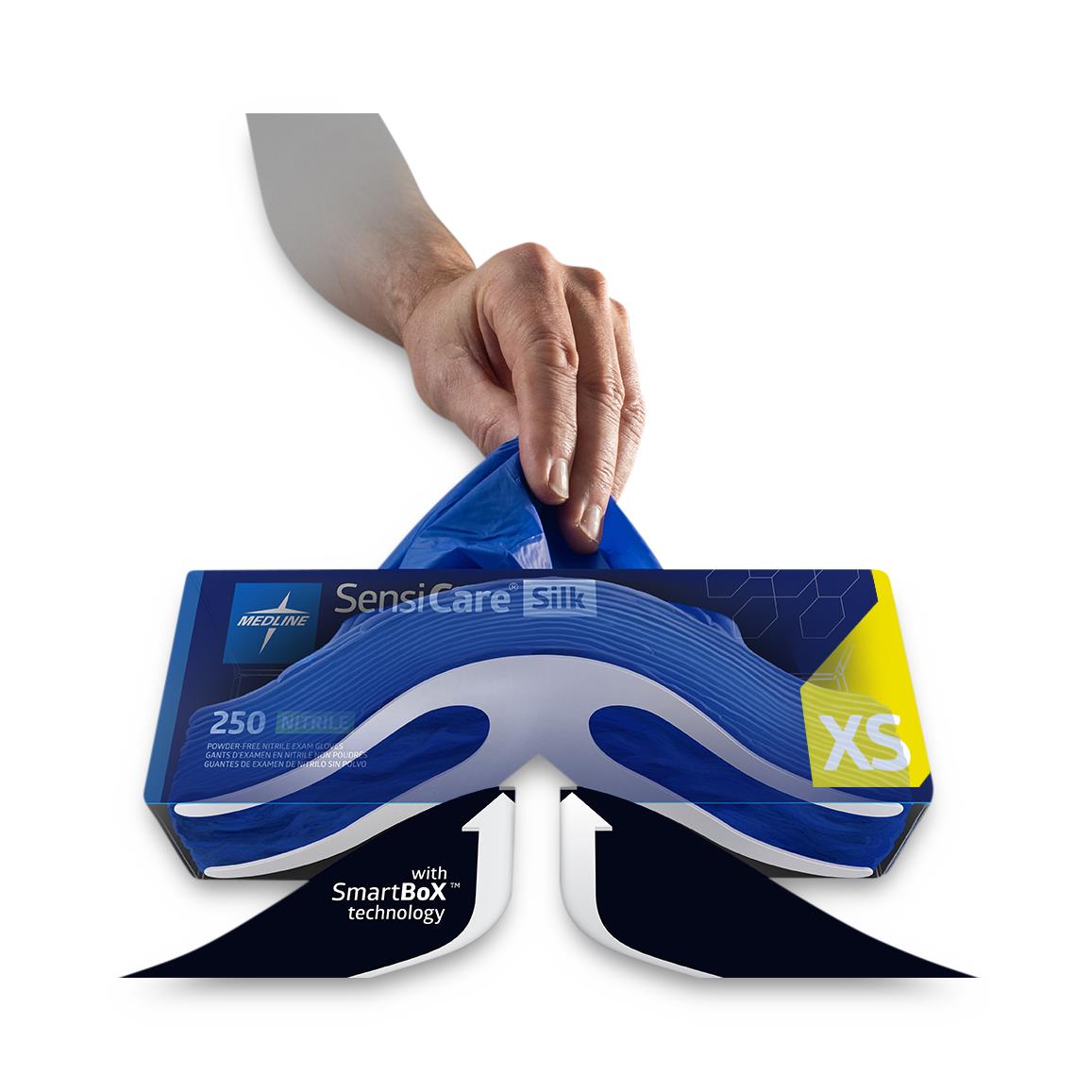 SensiCare Silk Powder-Free Nitrile Exam Gloves with SmartBox Design