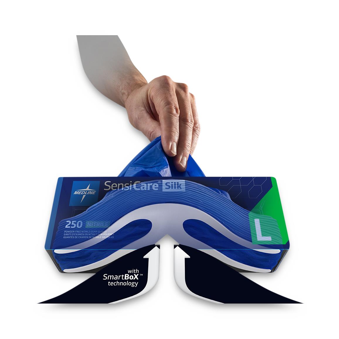 SensiCare Silk Powder-Free Nitrile Exam Gloves with SmartBox Design