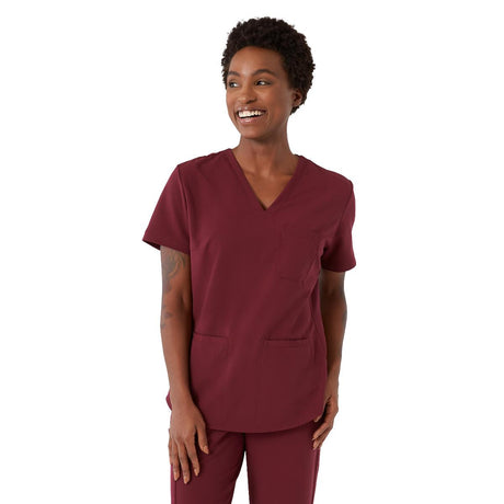 Lexington AVE Women's V-Neck Scrub Tops with 3 Pockets Wine