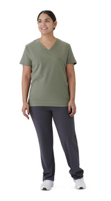 Staten AVE Women's Yoga-Style Scrub Tops with Zipper Pockets (Style 4865)