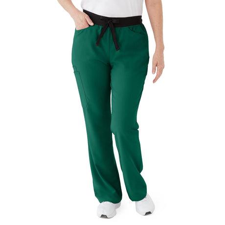 Coastal AVE Women's Boot-Cut Petite Scrub Pants Hunter Green