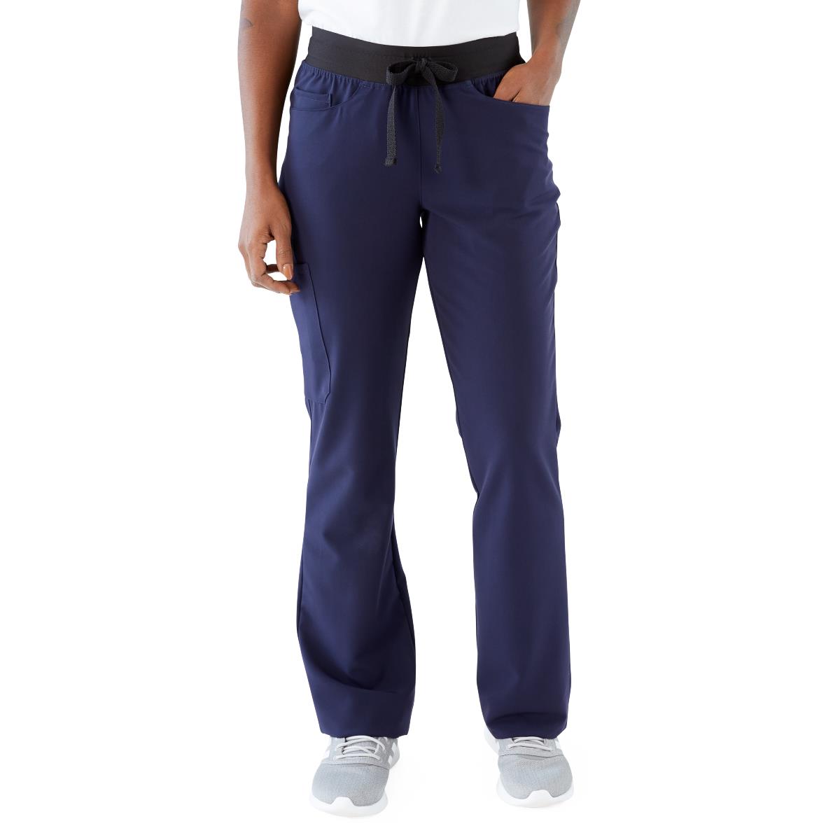 Coastal AVE Women's Boot-Cut Tall Scrub Pants Navy