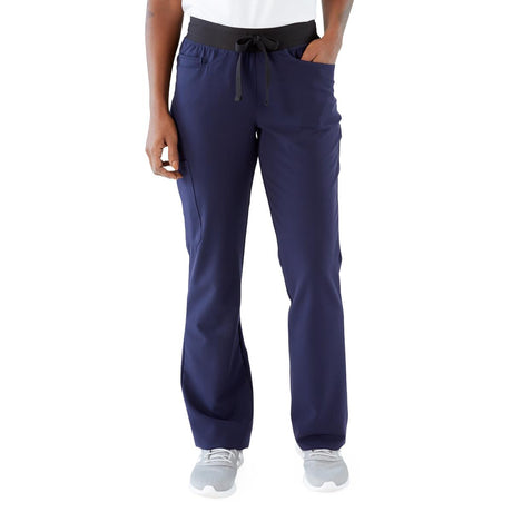 Coastal AVE Women's Boot-Cut Petite Scrub Pants Navy