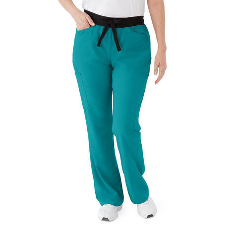 Coastal AVE Women's Boot-Cut Tall Scrub Pants Teil Blue