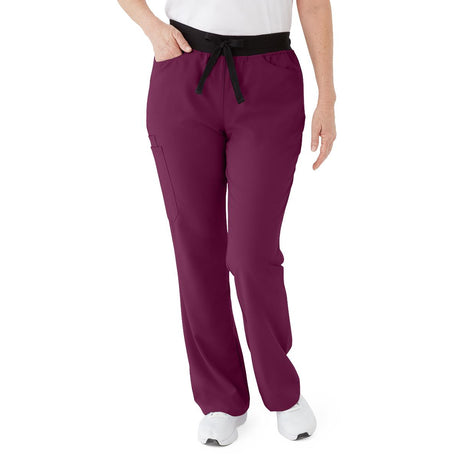 Coastal AVE Women's Boot-Cut Petite Scrub Pants Wine
