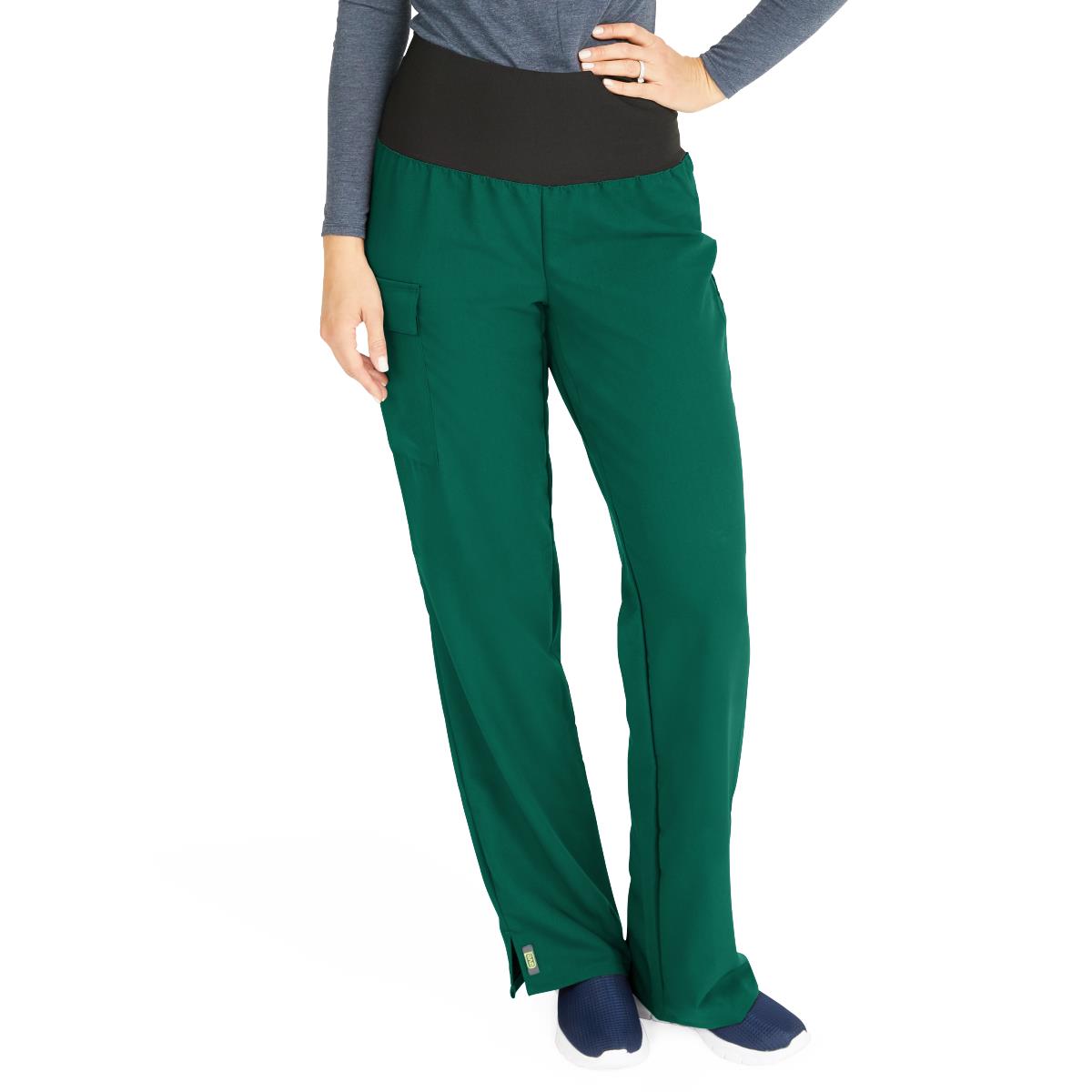 Ocean AVE Women's Wide Waistband Stretch Scrub Pants - Petite Length (Style 5560)