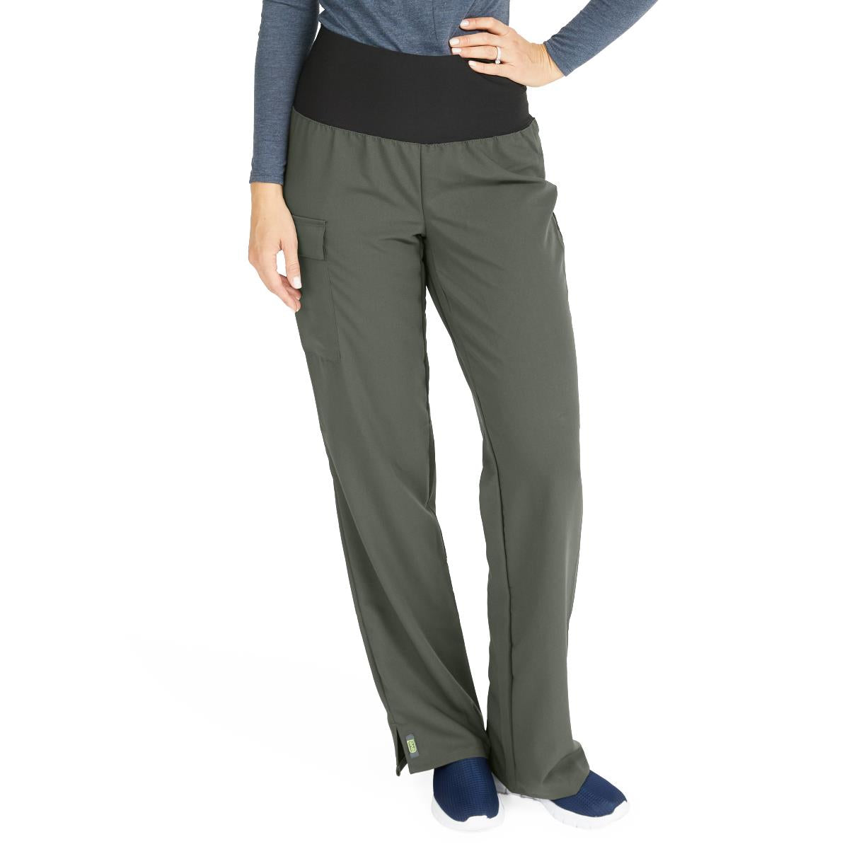 Ocean AVE Women's Wide Waistband Stretch Scrub Pants - Petite Length (Style 5560)