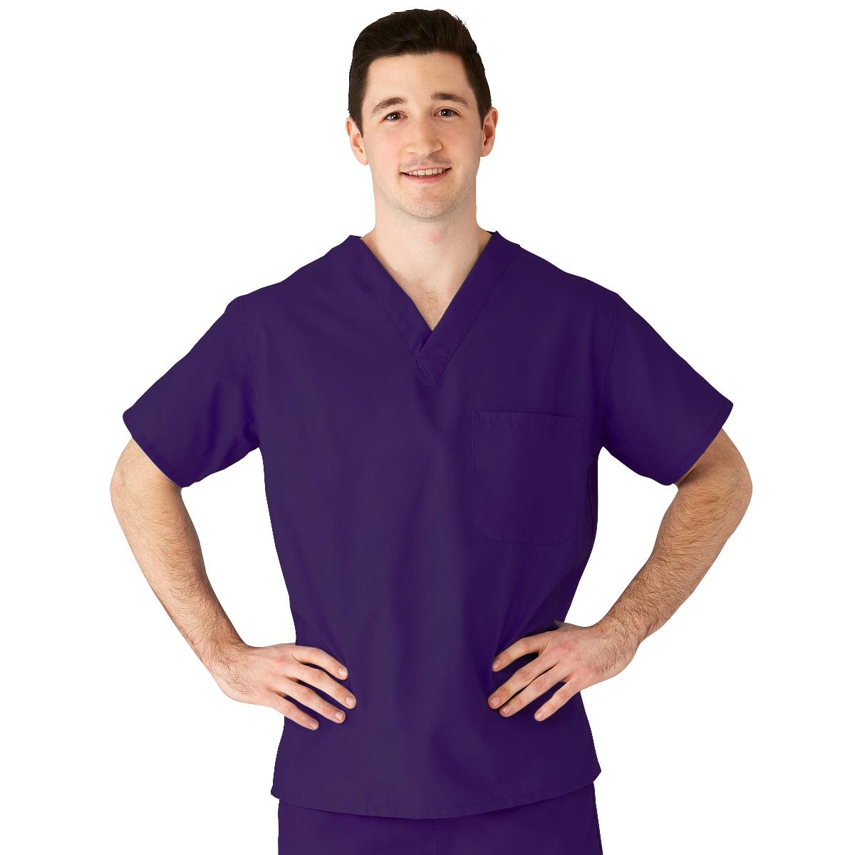 AngelStat Unisex Reversible  Scrub Tops with Angelica CC - Purple (Style 610)