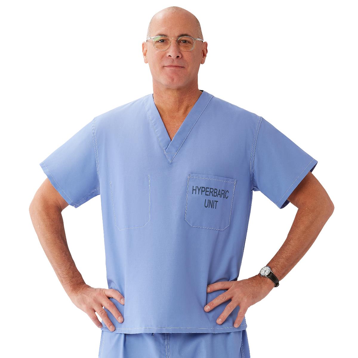 CottonCare Unisex 1-Pocket Scrub Tops for Hyperbaric Units (Style 658)