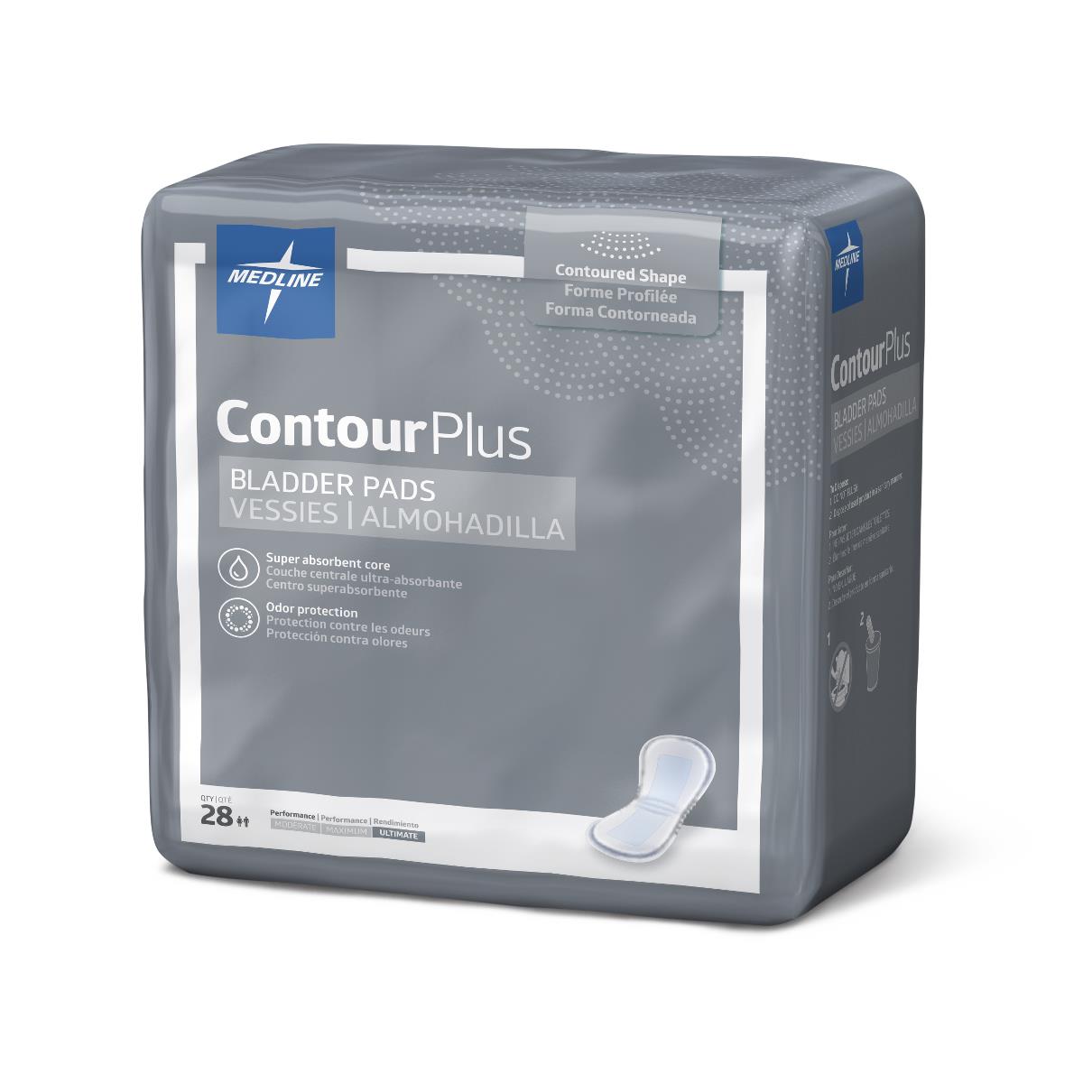 Bladder Control Pad Contour Plus Ultimate 8 X 17 Inch Heavy Absorbency Super Absorbent Core One Size Fits Most