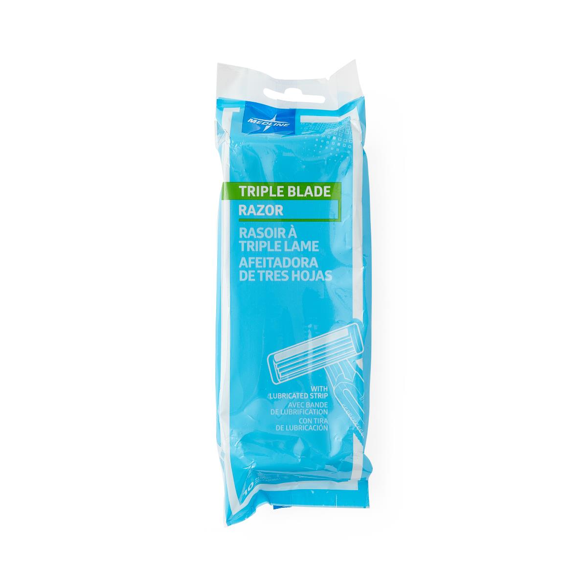 Medline Triple-blade Facial Razors With Lubrication Strip - BeHope