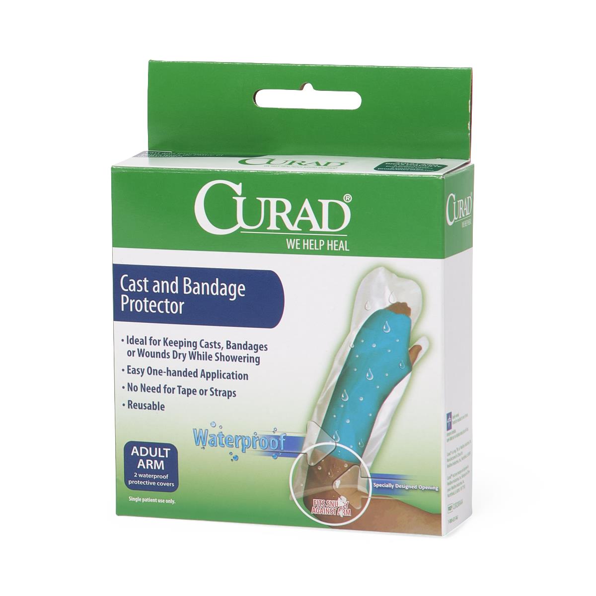 Curad Cast Protector, close-up of the waterproof seal around the arm