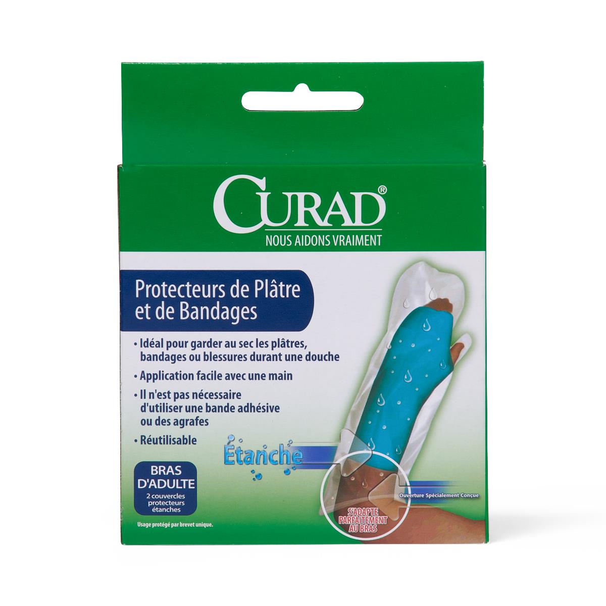 Curad Cast Protector, in use on an arm, protecting a cast