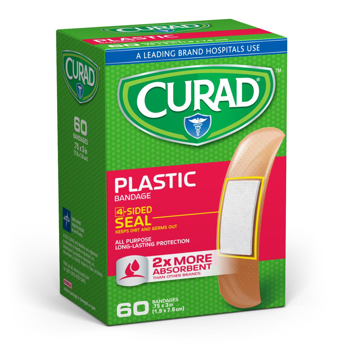 Bandage Plastic Adhesive Strip 2"x4" Sterile Latex-free