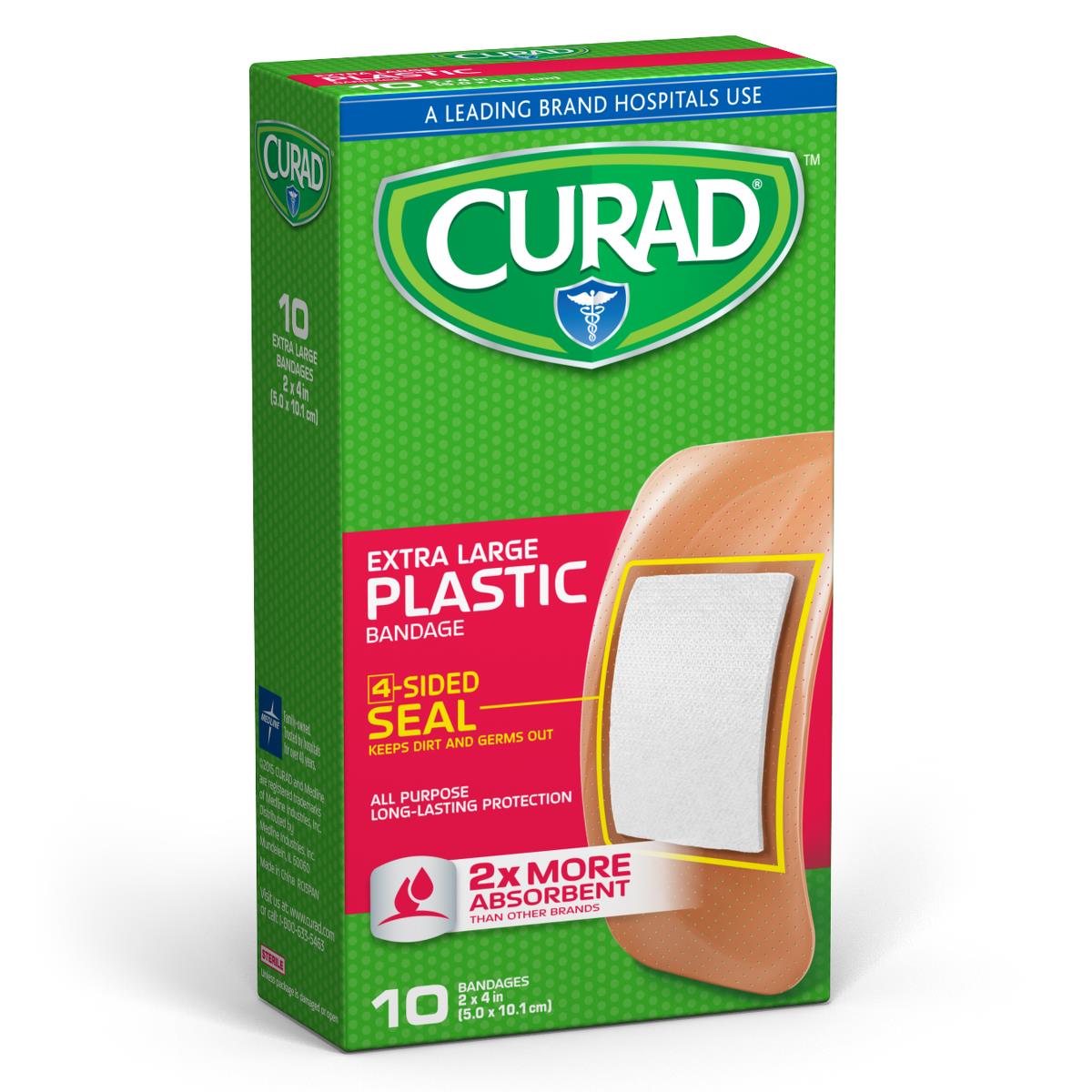 Bandage Plastic Adhesive Strip 2"x4" Sterile Latex-free