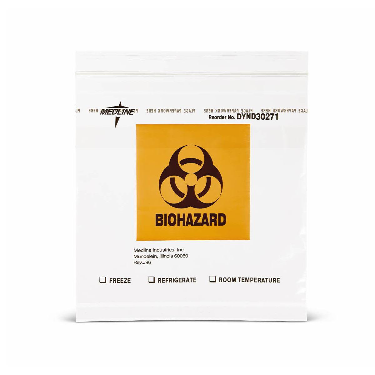Medline Zip-Style Specimen Bags with Biohazard Symbol