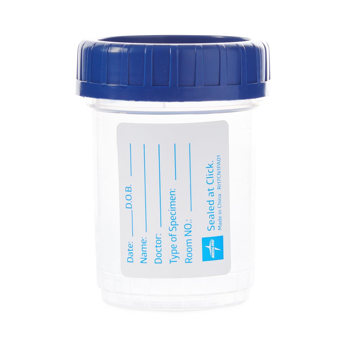 Click-N-Close Pneumatic Tube Specimen Containers with Blue Lid