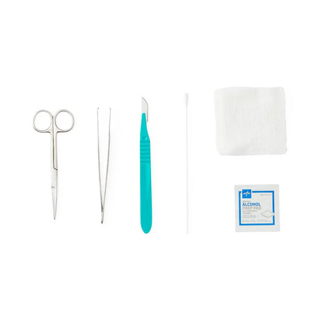 Medline Debridement Trays with various instruments for wound care procedures
