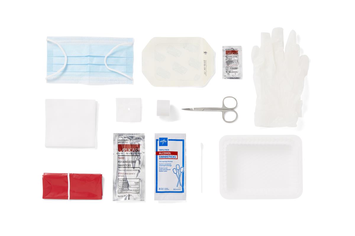 Medline Central Line Dressing Trays with Alcohol/PVP Swabsticks
