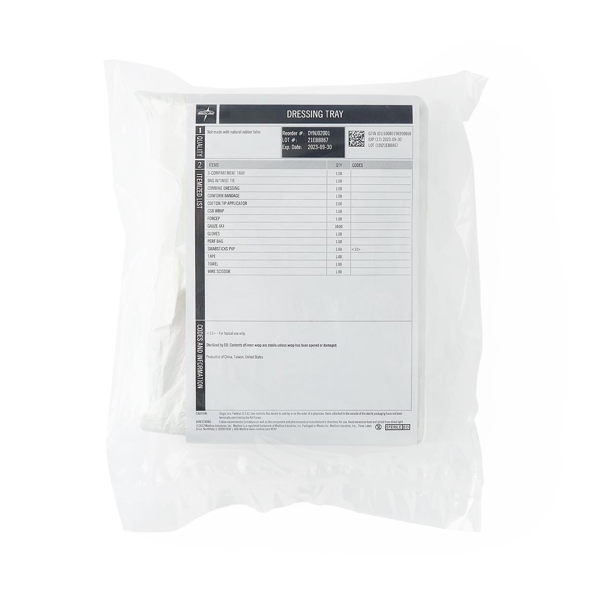 Medline Central Line Dressing Trays with Alcohol/PVP Swabsticks