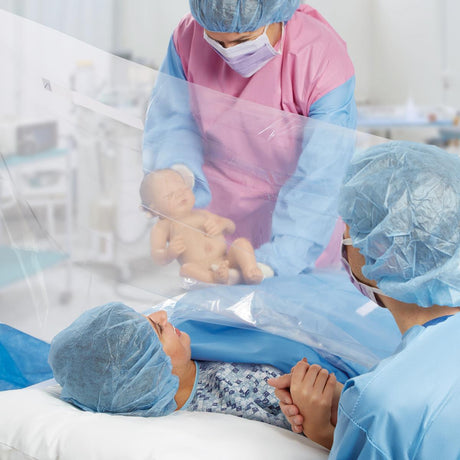 Cesarean Section Surgical Drape with Pouch and Fenestration