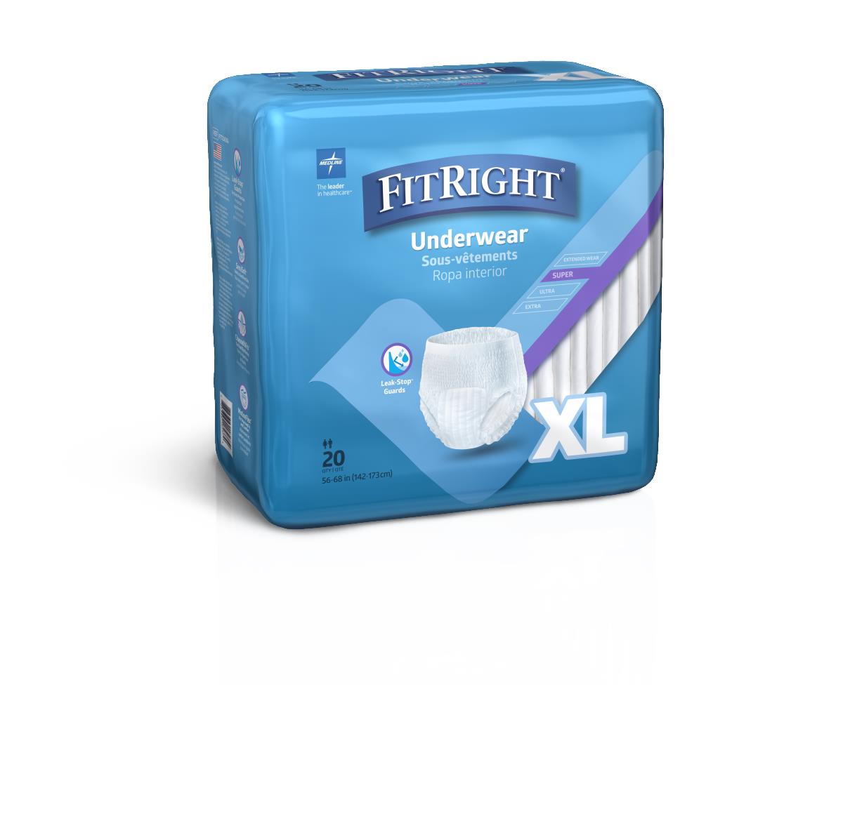 Absorbent Underwear Fitright® Super Pull On With Tear Away Seams Adult X-large Unisex Disposable Heavy Absorbency