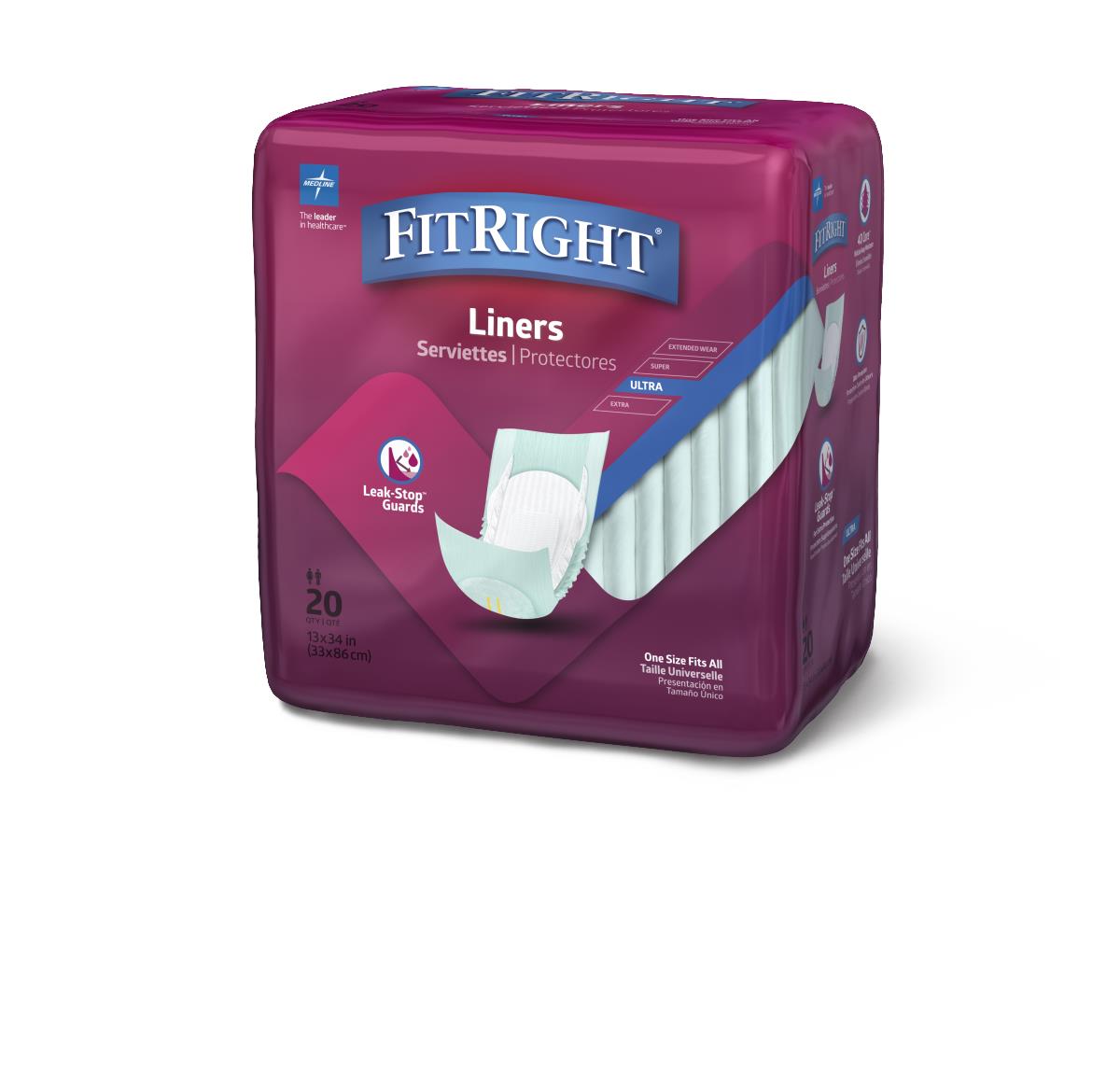 Fitright Incontinence Liners, close-up of the liner's material and design.