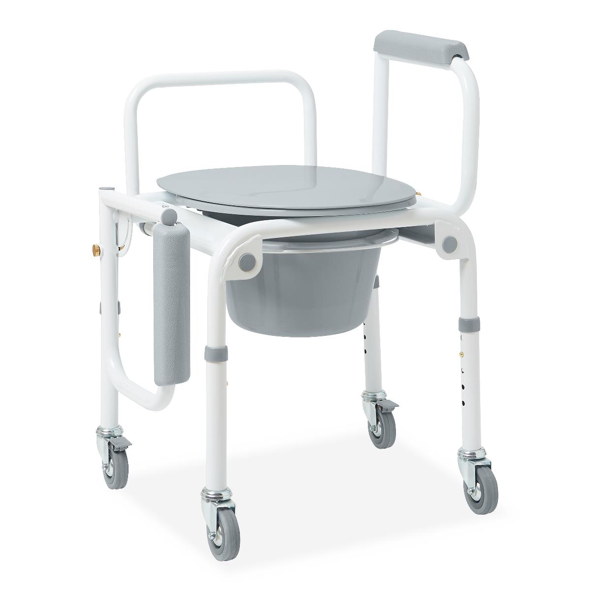 Medline Steel Drop-arm Commode, close-up of the durable steel leg and foot.
