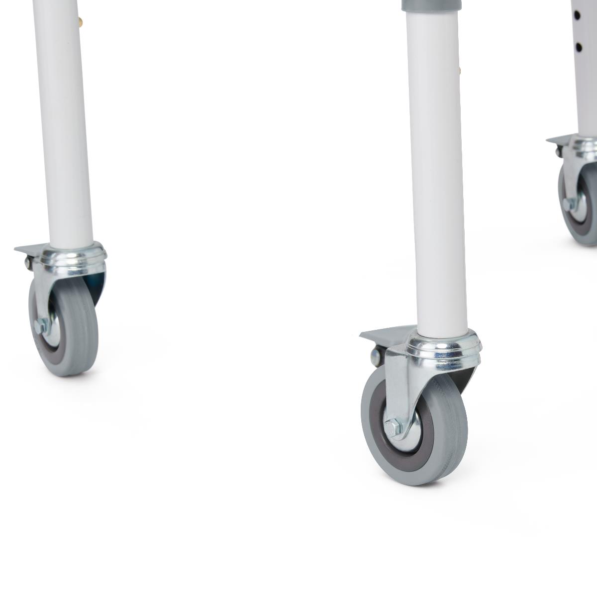 Medline Steel Drop-arm Commode, angle view displaying overall stability and design.