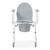 Medline Steel Drop-arm Commode, showcasing the comfortable, easy-to-clean seat.