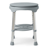 Medline Padded Swivel Shower Stool, close-up of padded seat and swivel mechanism.