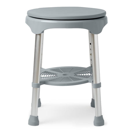 Medline Padded Swivel Shower Stool, close-up of padded seat and swivel mechanism.