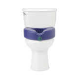 Medline Heavy Duty Raised Toilet Seat, angled view of seat and base.